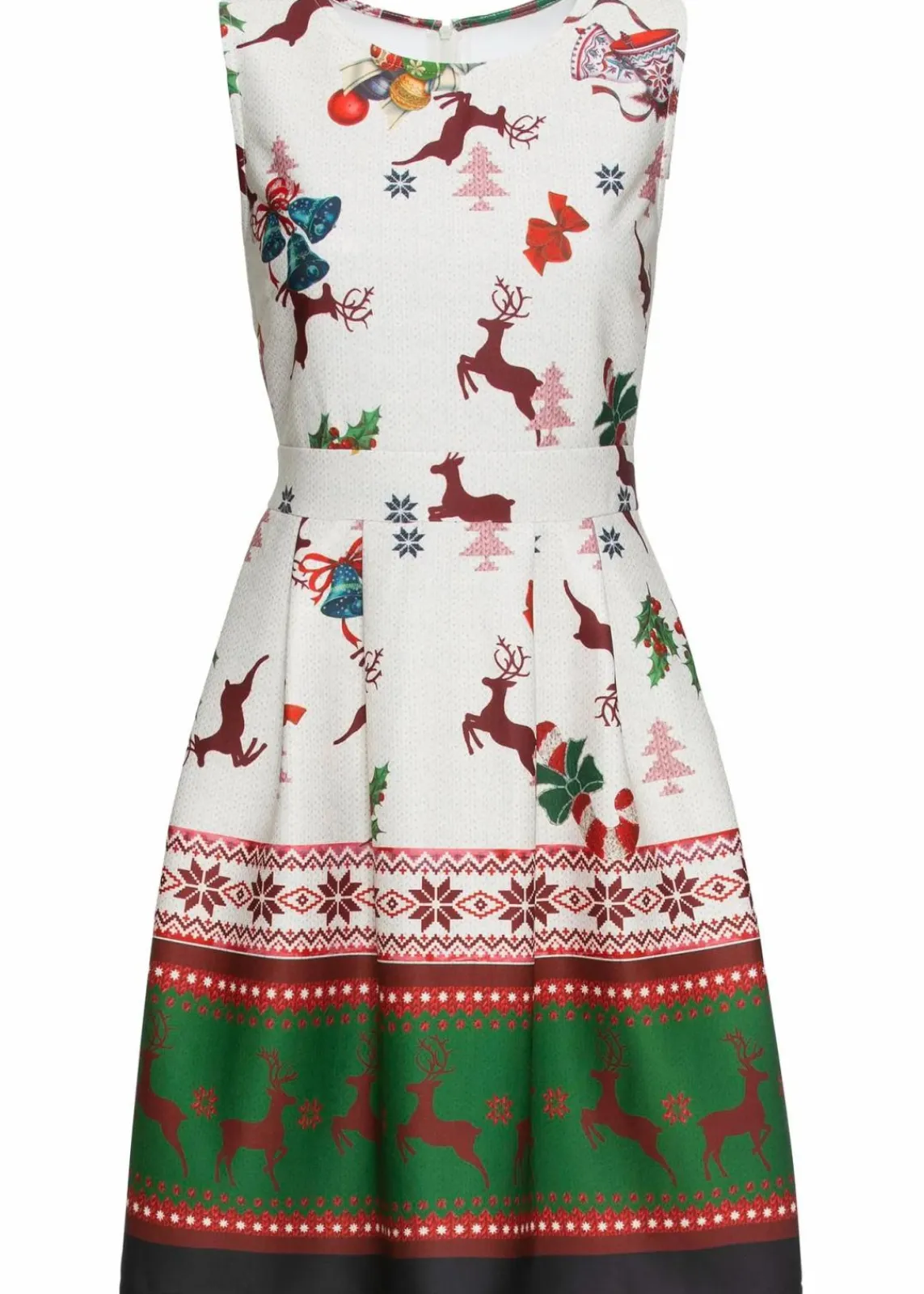bonprix Kleider^Etuikleid aus fester Scuba-Qualität mit Weihnachtsmotiv beige/grün/rot
