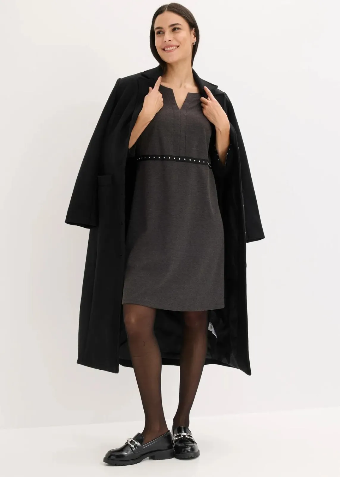bonprix Bekleidung·Pullover & Strickjacken|Kleider^Etuikleid aus Punto di Roma anthrazit meliert