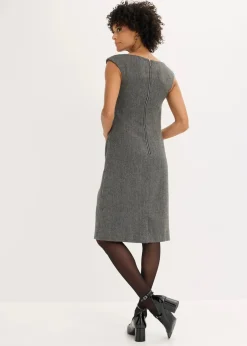 bonprix Bekleidung·Pullover & Strickjacken|Kleider^Etuikleid in Tweedoptik schwarz/wollweiß meliert
