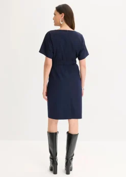 bonprix Bekleidung·Pullover & Strickjacken|Kleider^Etuikleid mit Flügelärmeln dunkelblau