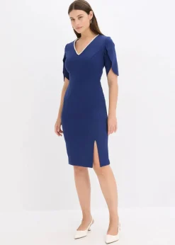 bonprix Bekleidung·Pullover & Strickjacken|Festliche Mode^Etuikleid mit Perlenapplikation mitternachtsblau