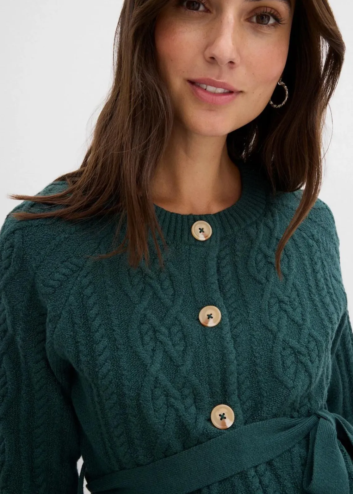 bonprix Bekleidung·Blazer|Umstandsmode^Extra lange Umstands-Strickjacke und Strickkleid aus Baumwoll-Mix tiefgrün