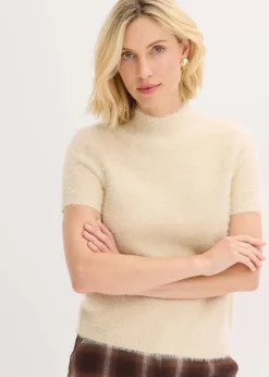 bonprix Pullover & Strickjacken|Bekleidung·Jeans^Federgarn Pullover kieselbeige