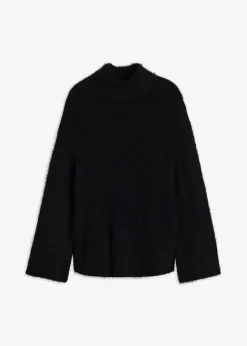 bonprix Bekleidung·Umstandsmode|Pullover & Strickjacken^Federgarn-Pullover mit weiten Ärmeln, Boxy-Fit schwarz