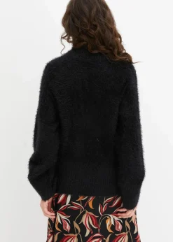 bonprix Bekleidung·Umstandsmode|Pullover & Strickjacken^Federgarn-Pullover mit weiten Ärmeln, Boxy-Fit schwarz