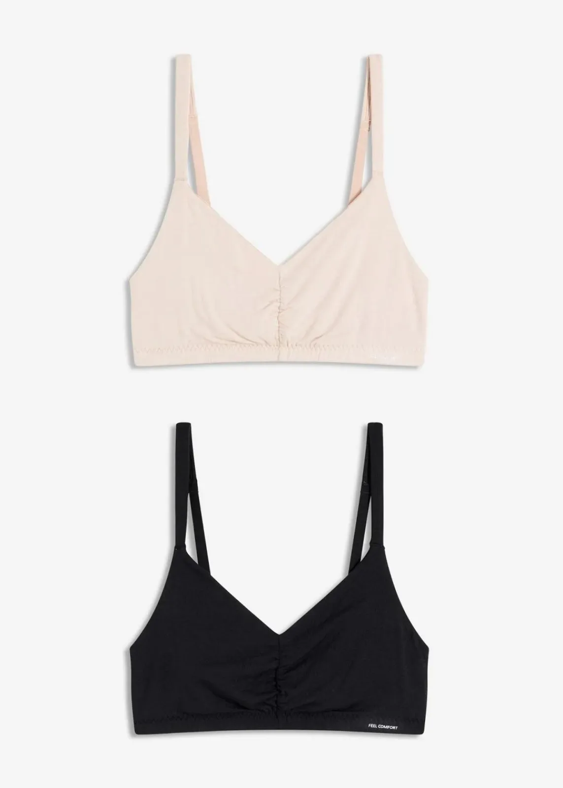 bonprix Basics|Bhs^Feel Comfort Bralette aus softem Modal (2er Pack) schwarz + kreidebeige