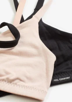 bonprix Basics|Bhs^Feel Comfort Bralette aus softem Modal (2er Pack) schwarz + kreidebeige