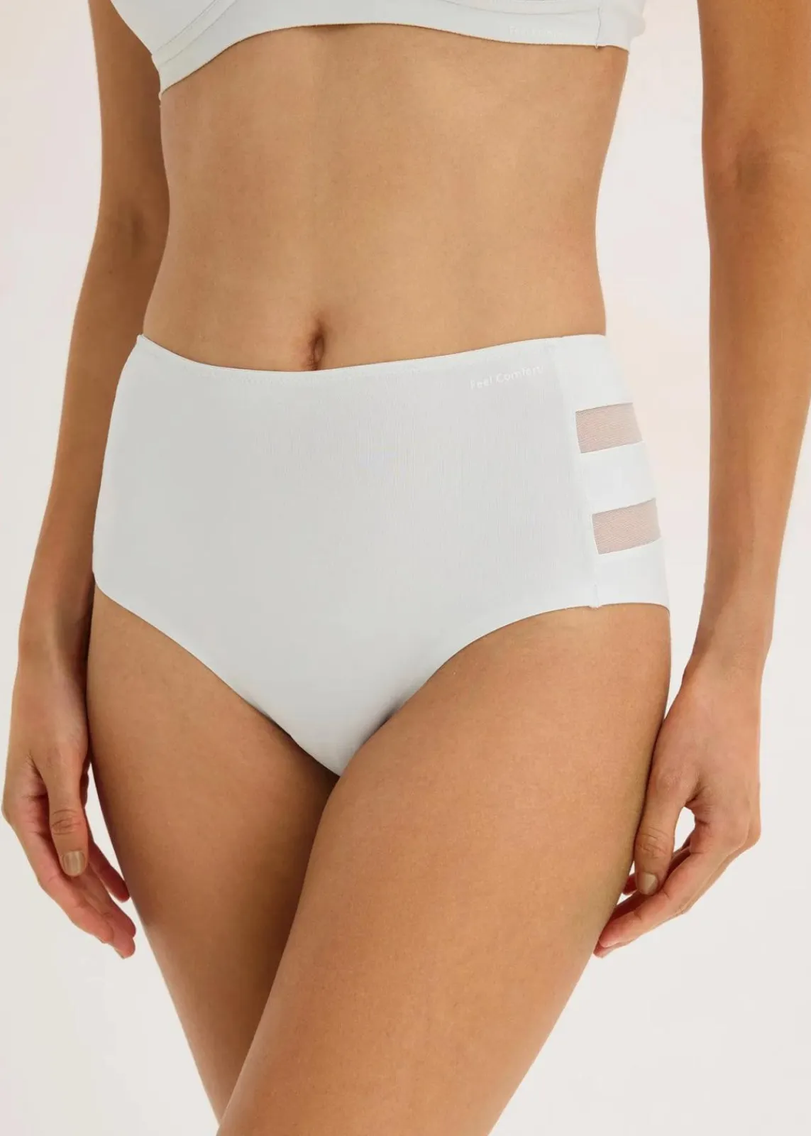 bonprix Wäsche·Höschen|Seamless^Feel Comfort Lasercut Maxipanty (2er Pack) cremeblau+schwarz
