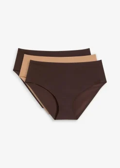bonprix Höschen|Seamless^Feel Comfort Nahtlose Panty (3er Pack) 2x dunkelbraun + camel