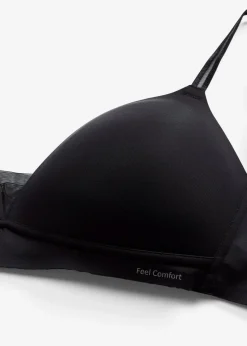 bonprix Bhs|Seamless^Feel Comfort Schalen-BH ohne Bügel ​mit Mesheinsatz schwarz