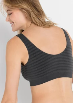 bonprix Wäsche·Basics|Wäsche·Bhs^Feel Comfort Seamless Bustier (2er Pack) 2x schiefergrau gestreift