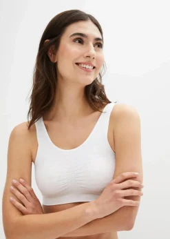 bonprix Nachhaltigere Materialien|Bhs^Feel Comfort Seamless Bustier (2er Pack) 2x weiß gestreift