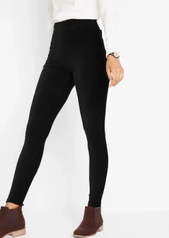 bonprix Bekleidung·Kleider|Hosen^Feincord-Leggings mit breitem Komfortbund schwarz