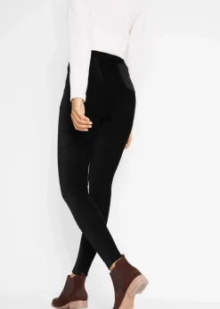 bonprix Bekleidung·Kleider|Hosen^Feincord-Leggings mit breitem Komfortbund schwarz
