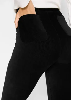 bonprix Bekleidung·Kleider|Hosen^Feincord-Leggings mit breitem Komfortbund schwarz