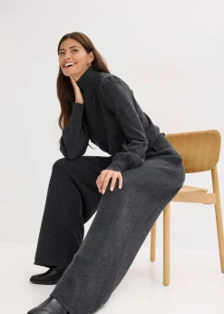 bonprix Bekleidung·Kleider|Zweiteiler & Sets^Feinstrickhose anthrazit meliert