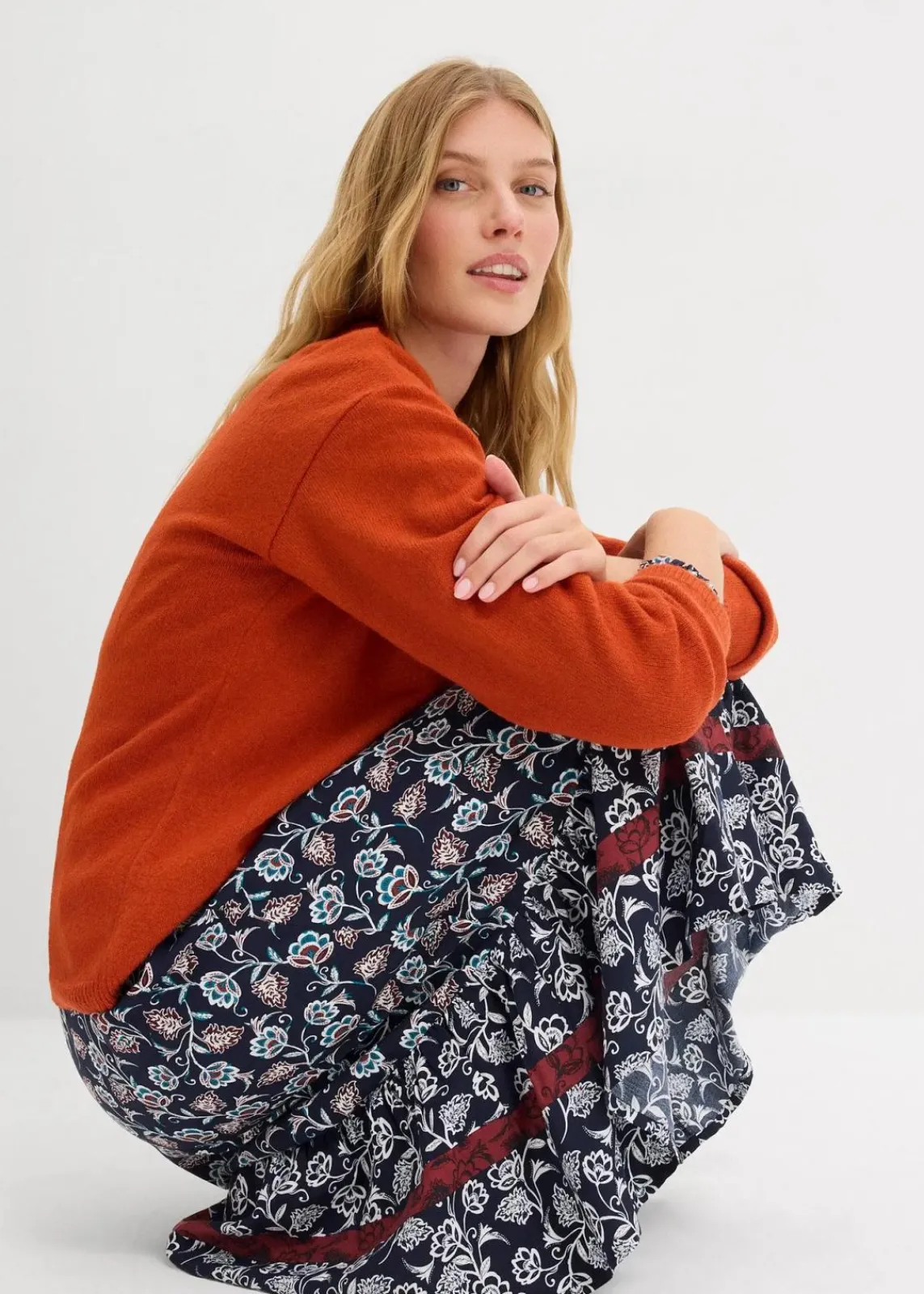 bonprix Bekleidung·Röcke|Bekleidung·Jeans^Feinstrickjacke lavaorange