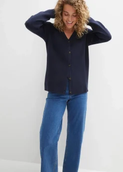 bonprix Bekleidung·Röcke|Bekleidung·Jeans^Feinstrickjacke dunkelblau