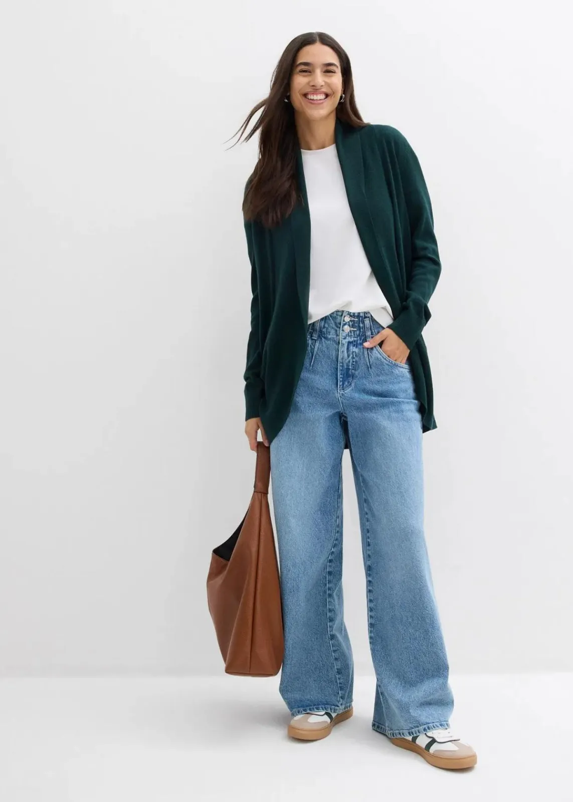 bonprix Bekleidung·Röcke|Bekleidung·Jeans^Feinstrickjacke tiefgrün