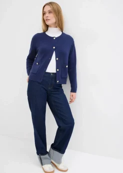 bonprix Bekleidung·Umstandsmode|Bekleidung·Jeans^Feinstrickjacke aus Baumwoll-Mix dunkelblau