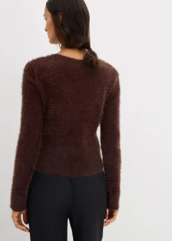 bonprix Bekleidung·Umstandsmode|Strickmode^Feinstrickjacke aus Federgarn dunkelbraun
