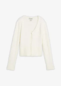 bonprix Bekleidung·Umstandsmode|Strickmode^Feinstrickjacke aus Federgarn wollweiß