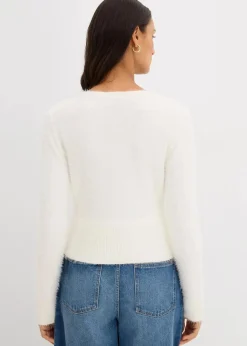 bonprix Bekleidung·Umstandsmode|Strickmode^Feinstrickjacke aus Federgarn wollweiß