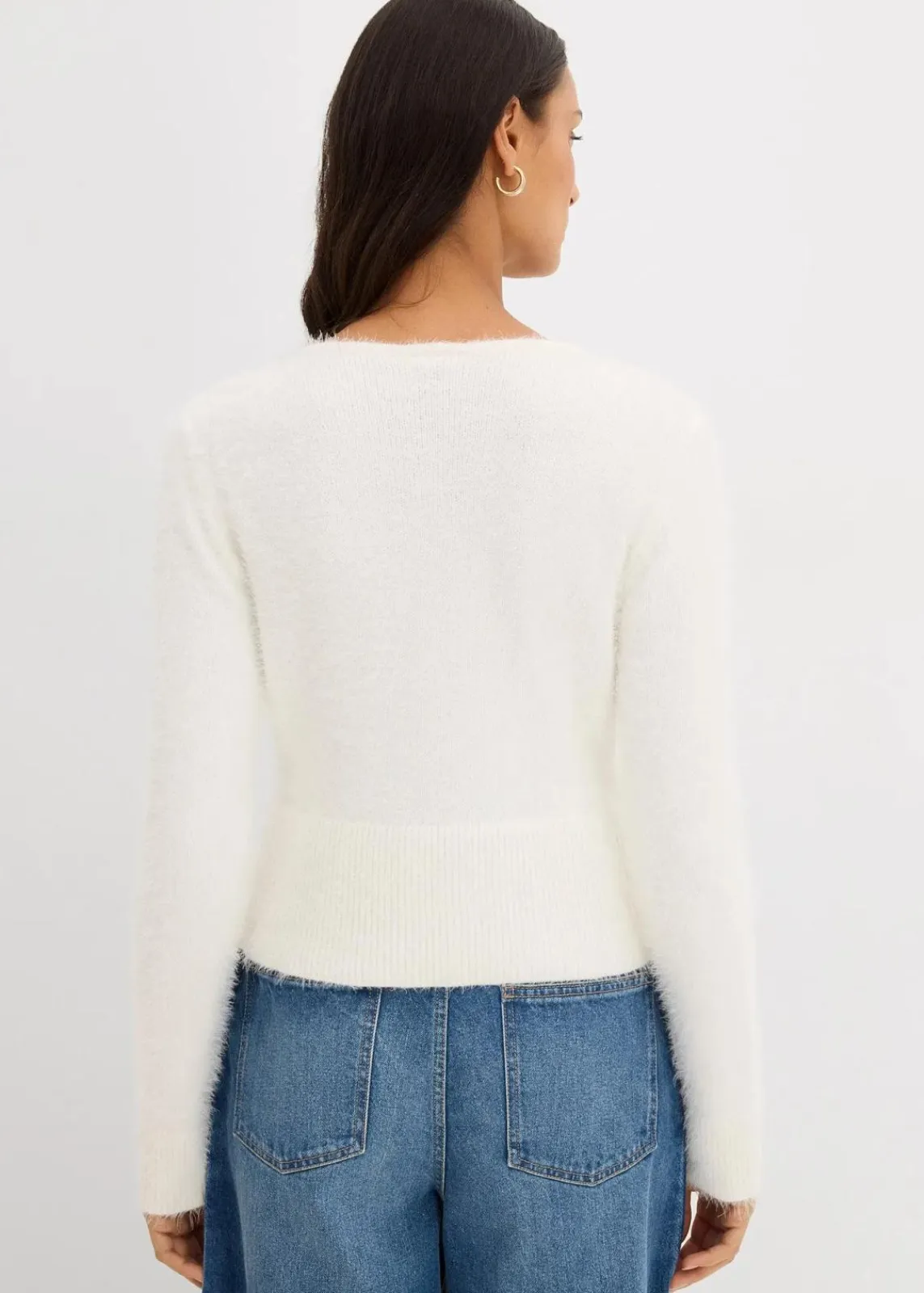 bonprix Bekleidung·Umstandsmode|Strickmode^Feinstrickjacke aus Federgarn wollweiß