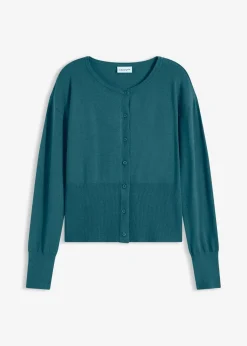 bonprix Pullover & Strickjacken|Strickmode^Feinstrickjacke aus fließendem Viskose-Mix pfeffergrün