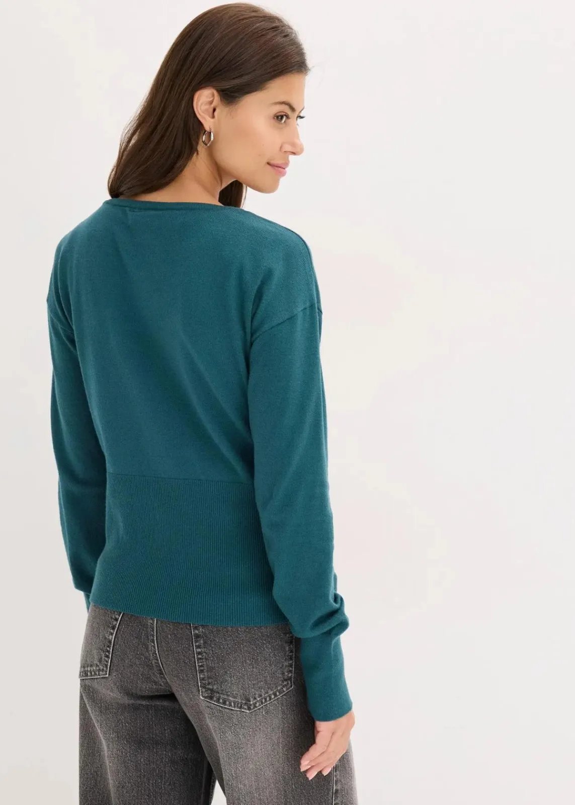 bonprix Pullover & Strickjacken|Strickmode^Feinstrickjacke aus fließendem Viskose-Mix pfeffergrün