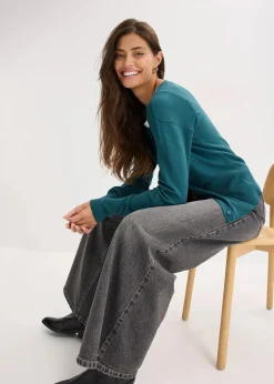 bonprix Pullover & Strickjacken|Strickmode^Feinstrickjacke aus fließendem Viskose-Mix pfeffergrün
