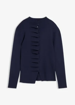 bonprix Pullover & Strickjacken|Strickmode^Feinstrickjacke aus softem Viskose-Mix dunkelblau