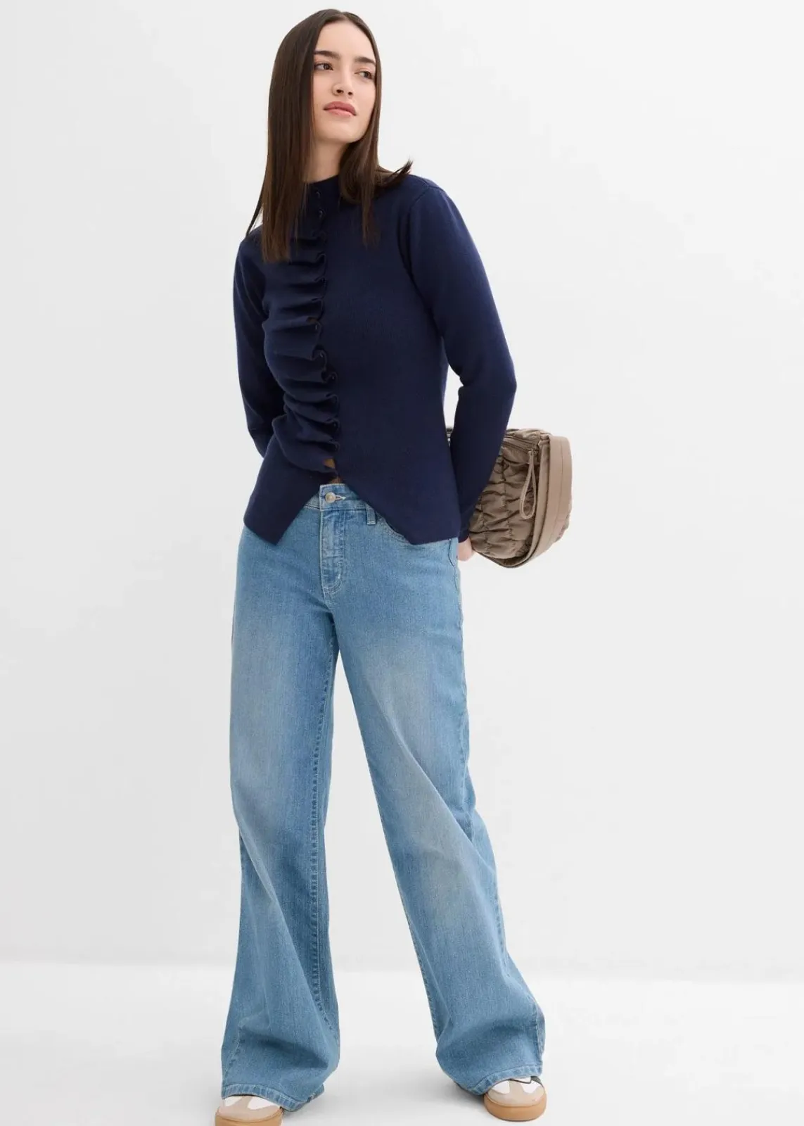 bonprix Pullover & Strickjacken|Strickmode^Feinstrickjacke aus softem Viskose-Mix dunkelblau