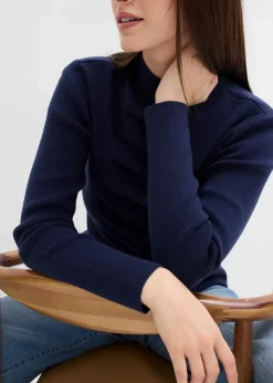 bonprix Pullover & Strickjacken|Strickmode^Feinstrickjacke aus softem Viskose-Mix dunkelblau