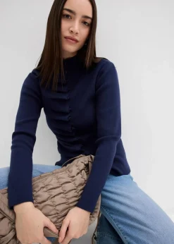 bonprix Pullover & Strickjacken|Strickmode^Feinstrickjacke aus softem Viskose-Mix dunkelblau