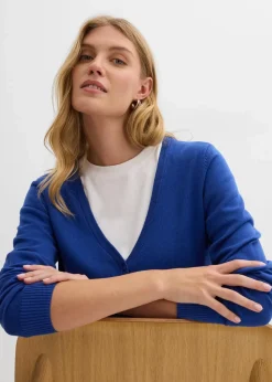 bonprix Bekleidung·Röcke|Bekleidung·Jeans^Feinstrickjacke mit Knopfleiste edelsteinblau