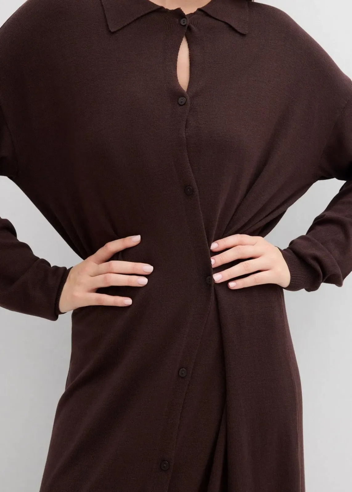 bonprix Kleider|Strickmode^Feinstrickkleid aus Viskose-Mix dunkelbraun