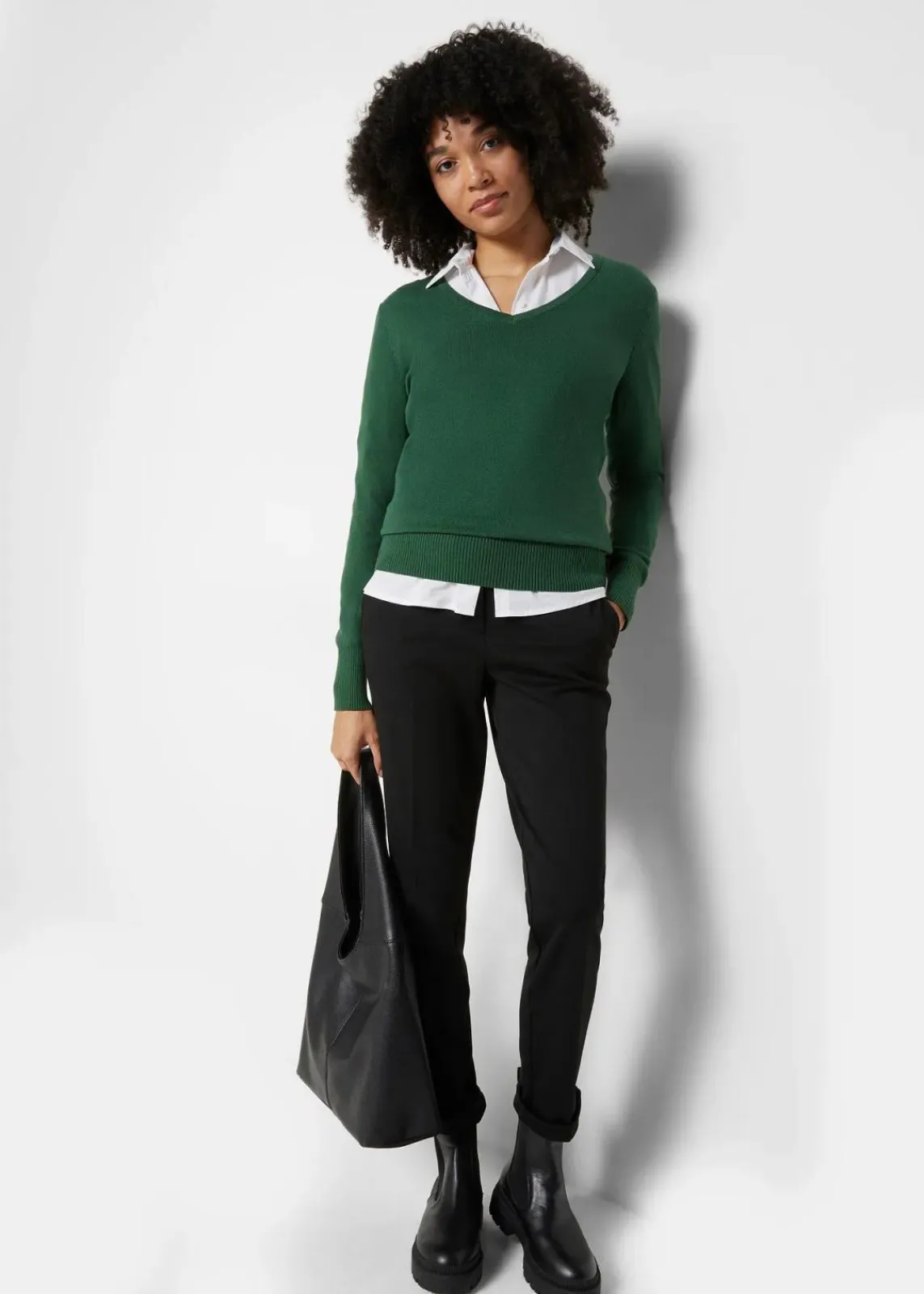 bonprix Bekleidung·Röcke|Bekleidung·Jeans^Feinstrickpullover dunkelgrün