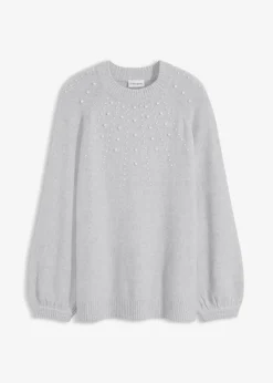 bonprix Bekleidung·Umstandsmode|Strickmode^Feinstrickpullover hellgrau meliert
