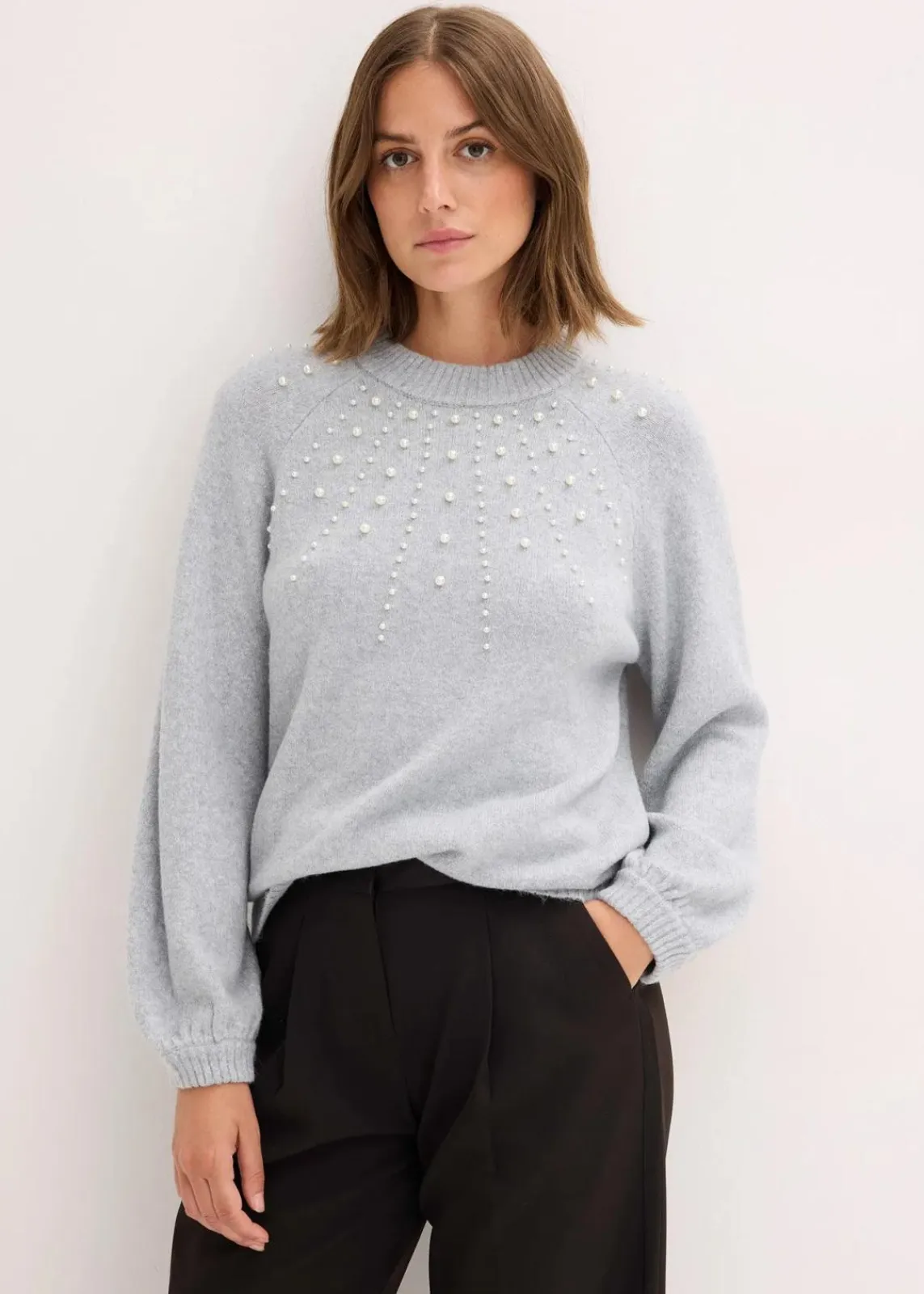 bonprix Bekleidung·Umstandsmode|Strickmode^Feinstrickpullover hellgrau meliert