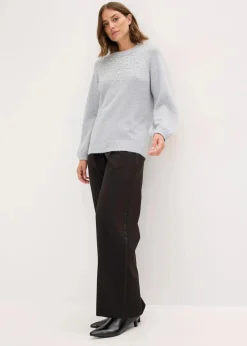 bonprix Bekleidung·Umstandsmode|Strickmode^Feinstrickpullover hellgrau meliert