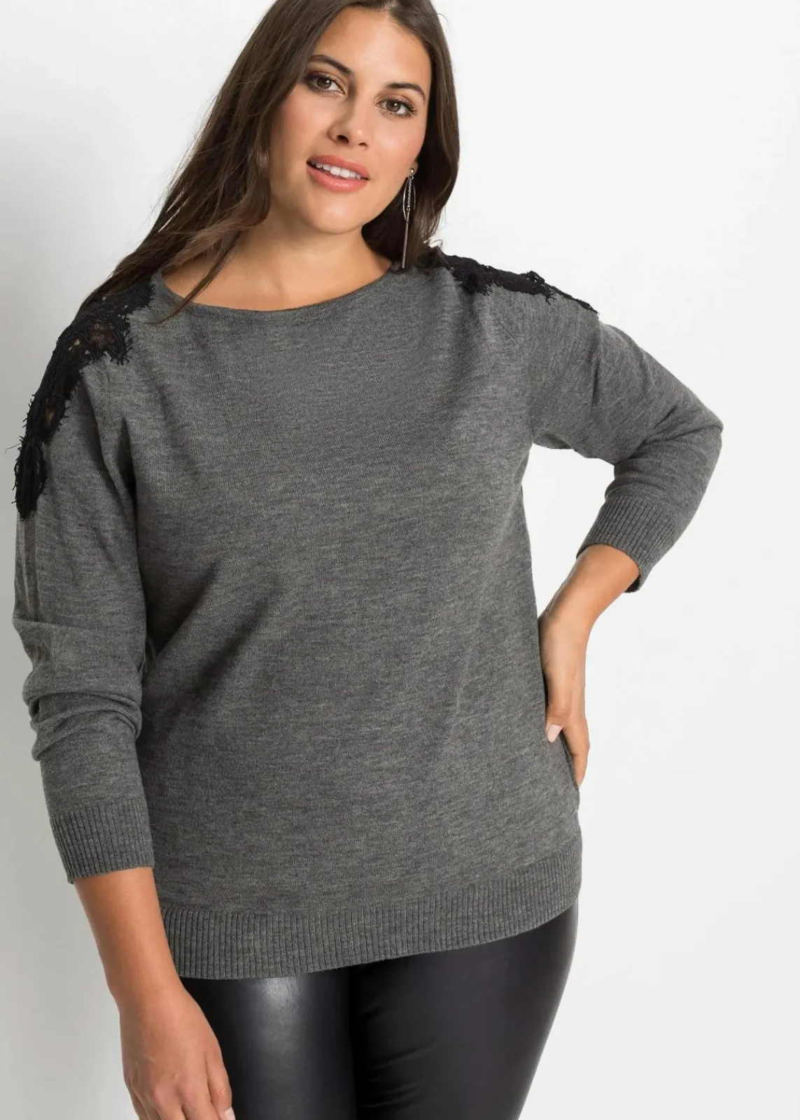 bonprix Bekleidung·Umstandsmode|Strickmode^Feinstrickpullover grau meliert