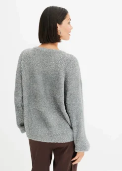 bonprix Pullover & Strickjacken|Bekleidung·Jeans^Feinstrickpullover grau/silber
