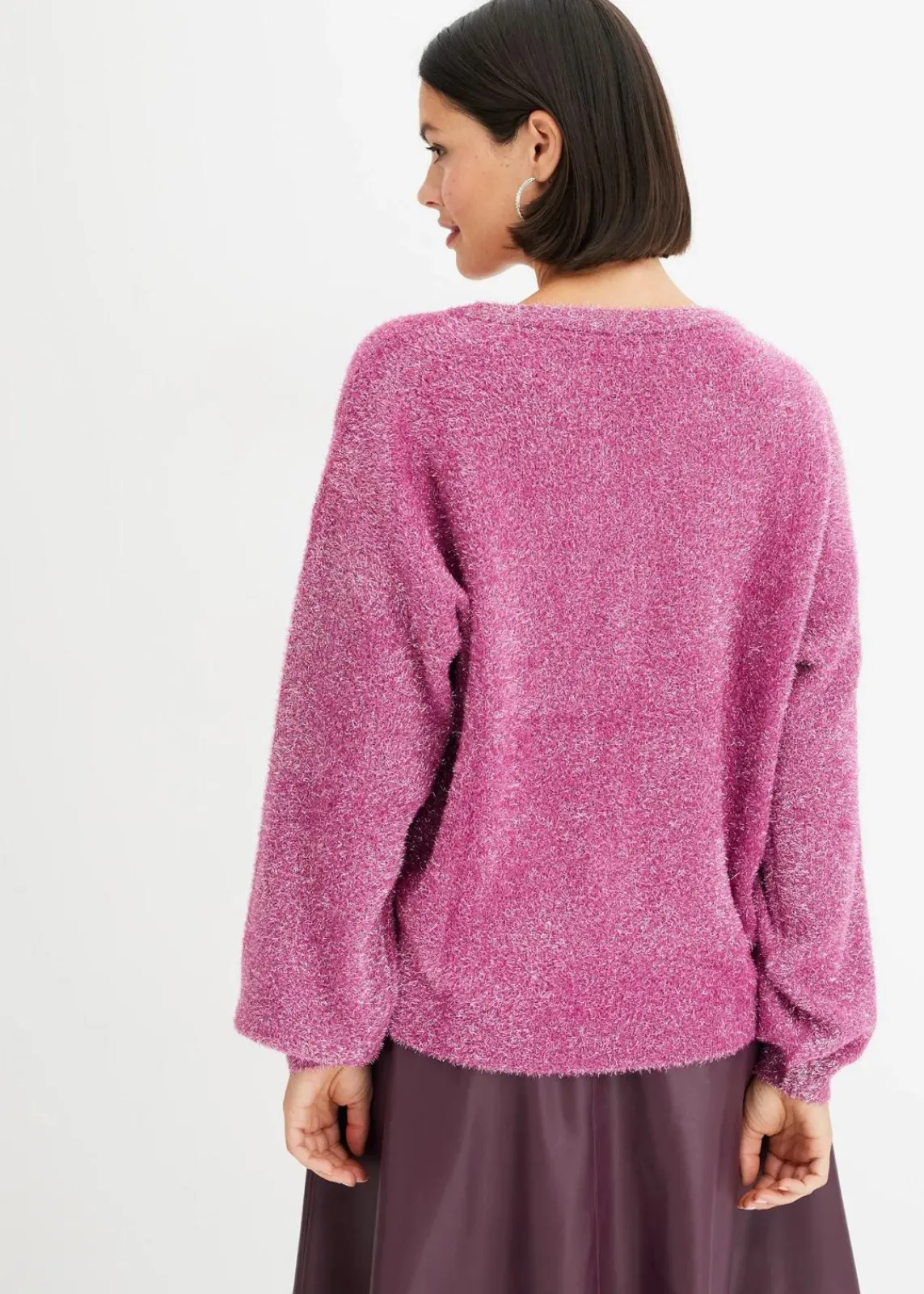 bonprix Bekleidung·Umstandsmode|Strickmode^Feinstrickpullover violettorchidee/silber