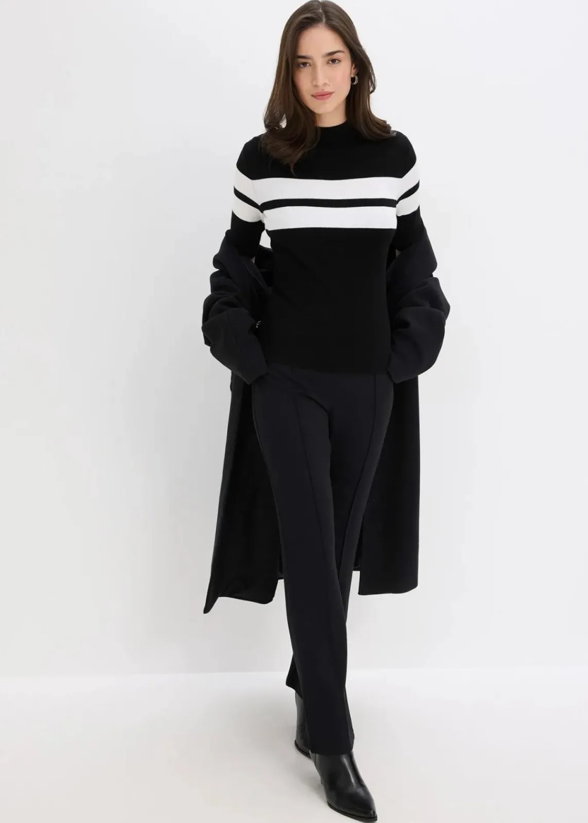 bonprix Bekleidung·Umstandsmode|Bekleidung·Jeans^Feinstrickpullover schwarz/weiß gestreift