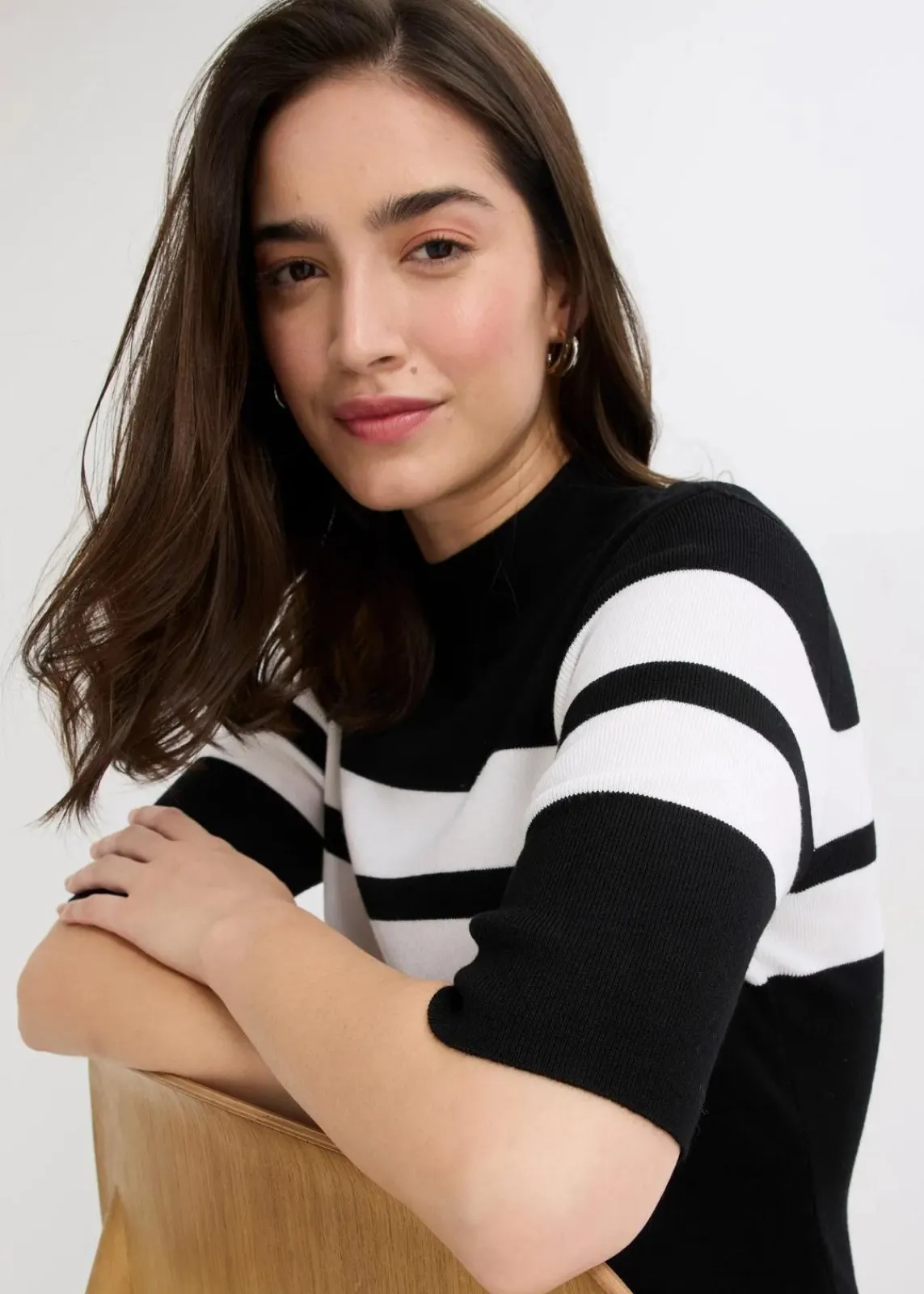 bonprix Bekleidung·Umstandsmode|Bekleidung·Jeans^Feinstrickpullover schwarz/weiß gestreift