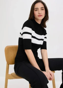 bonprix Bekleidung·Umstandsmode|Bekleidung·Jeans^Feinstrickpullover schwarz/weiß gestreift