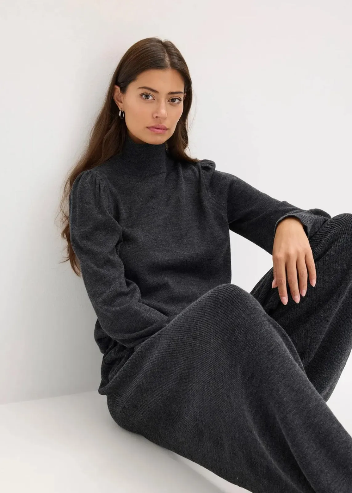 bonprix Zweiteiler & Sets|Strickmode^Feinstrickpullover anthrazit meliert