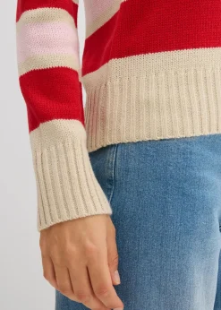 bonprix Bekleidung·Umstandsmode|Bekleidung·Jeans^Feinstrickpullover hellsand/tiefrot/puderrosa