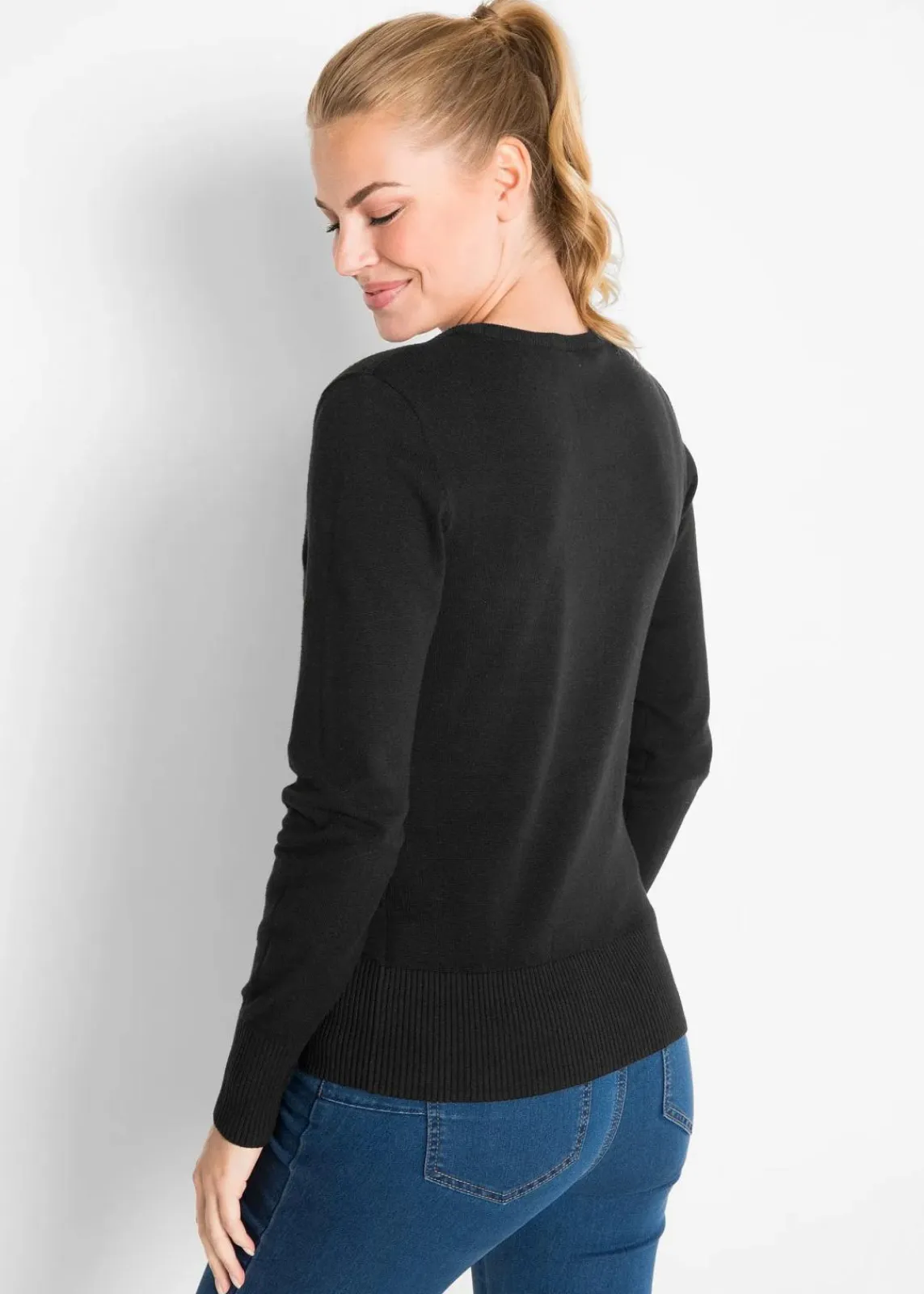 bonprix Strickmode|Pullover & Strickjacken^Feinstrickpullover schwarz